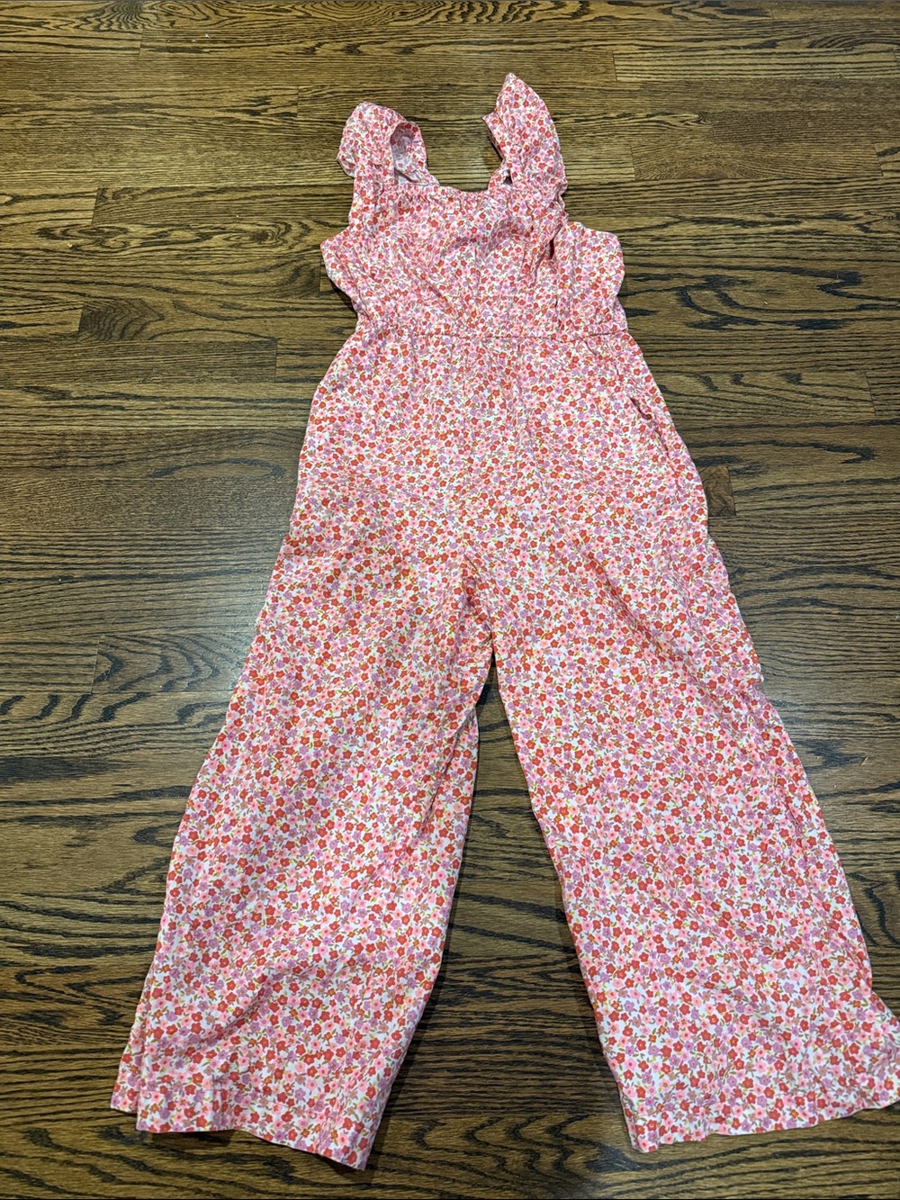 Tea Collection Pink Floral Ruffled-Strap Girls One-Piece